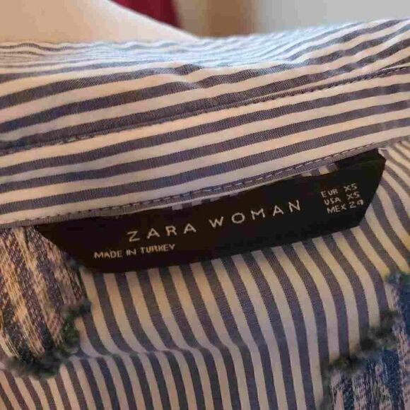 Zara Woman striped floral tie collared shirt XS - Picture 4 of 11